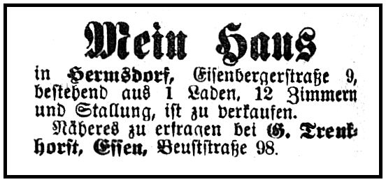 Anzeige im "Eisenberger Nachrichtsblatt" vom 13.10.1901